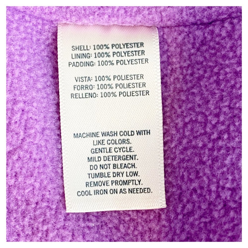 OshKosh B‘Gosh Girls Lavender Sleeveless Fleece Lined Puffer Vest Size 5 - Picture 6 of 6